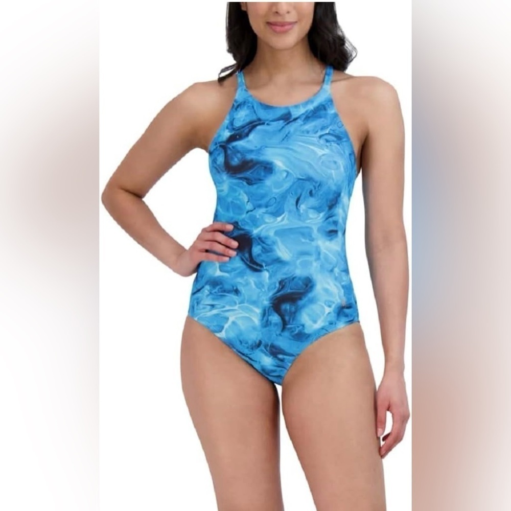 Spyder One Piece Swimsuit with High Neck Double Belt, Tummy Control,Quick Drying